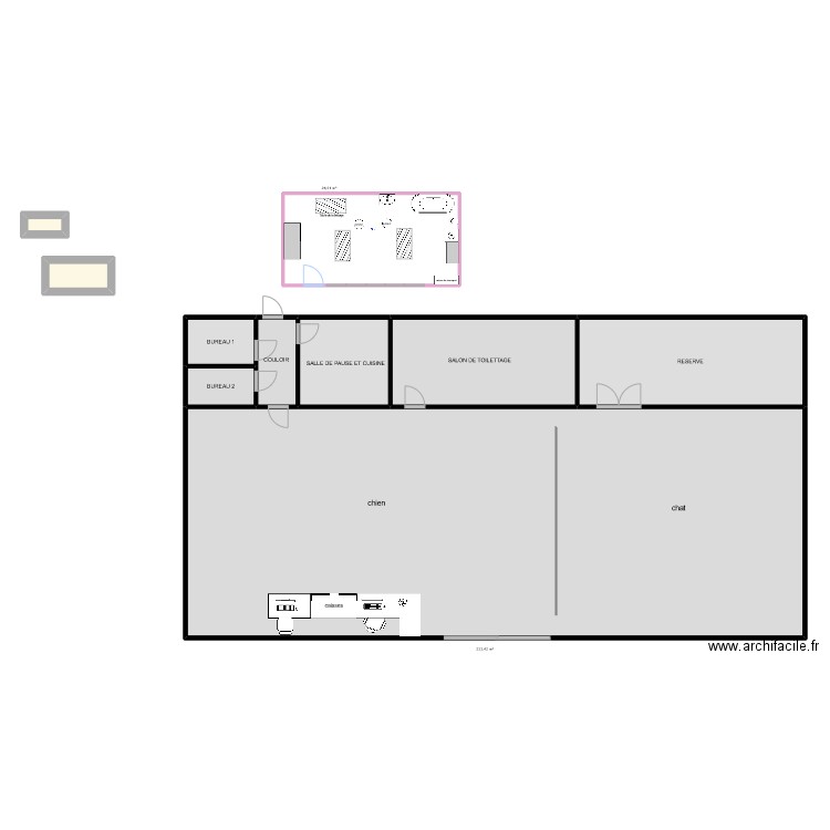 salon de toilettage . Plan de 10 pièces et 350 m2