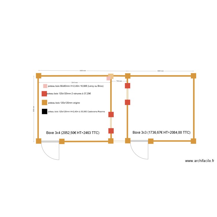 Box extérieur . Plan de 1 pièce et 9 m2