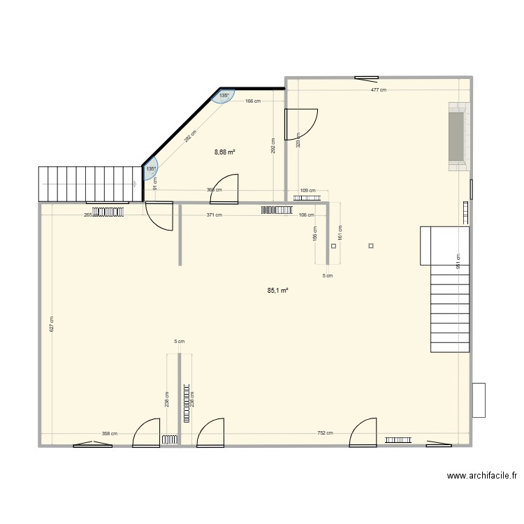 maisonnette suite. Plan de 2 pièces et 94 m2