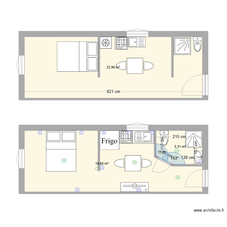 DANIEL. Plan de 3 pièces et 46 m2