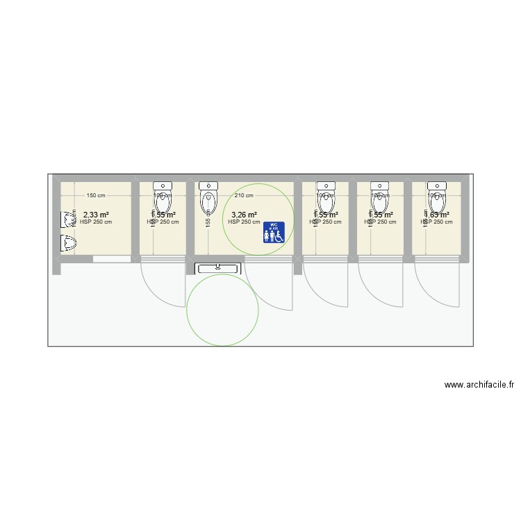 WC étang 2025 bis. Plan de 6 pièces et 12 m2