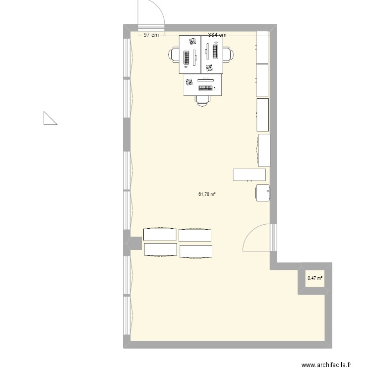 Loc EMAT Audio. Plan de 2 pièces et 62 m2