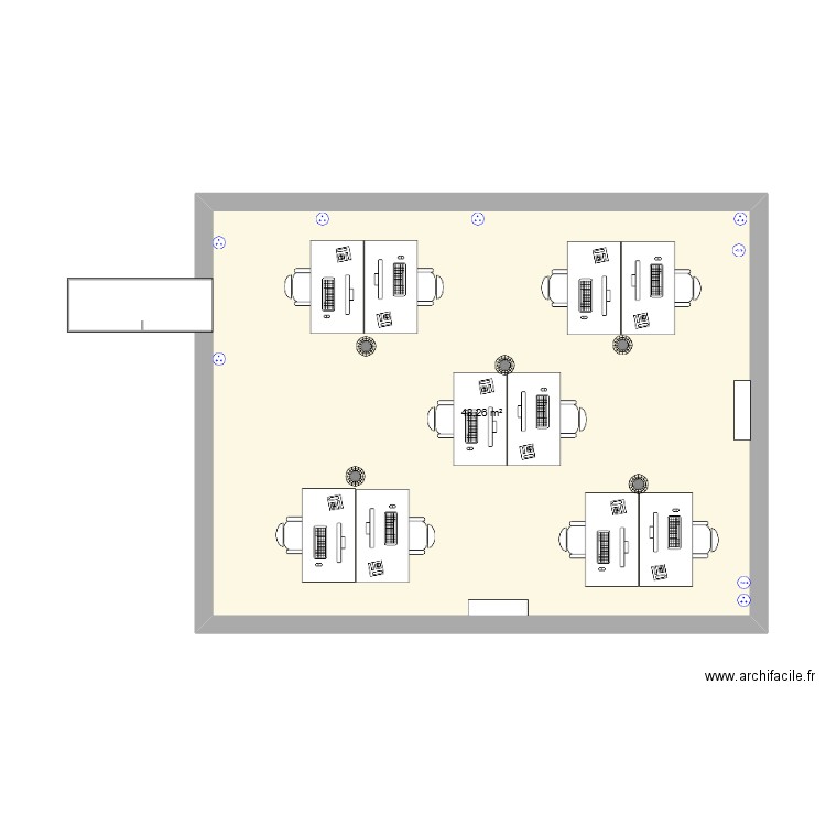 Salle Info. Plan de 1 pièce et 48 m2