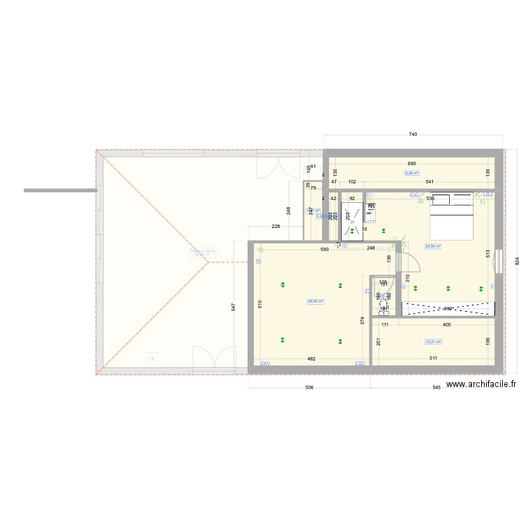 Noilhan etage. Plan de 20 pièces et 211 m2