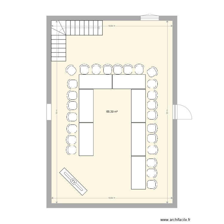 Salle Sicile. Plan de 1 pièce et 66 m2