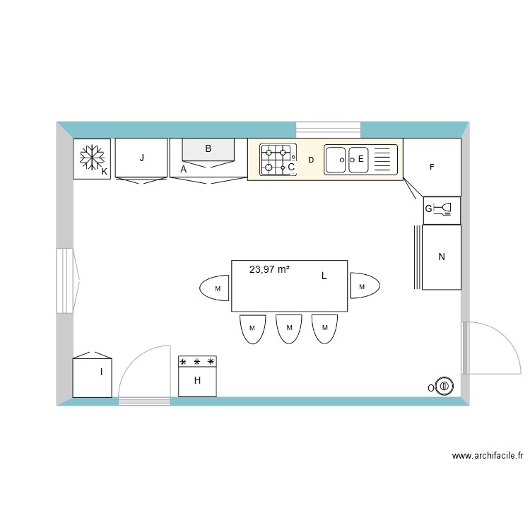 Aménagement espace fauteuil . Plan de 1 pièce et 24 m2