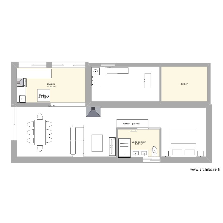 roumegoux. Plan de 6 pièces et 66 m2