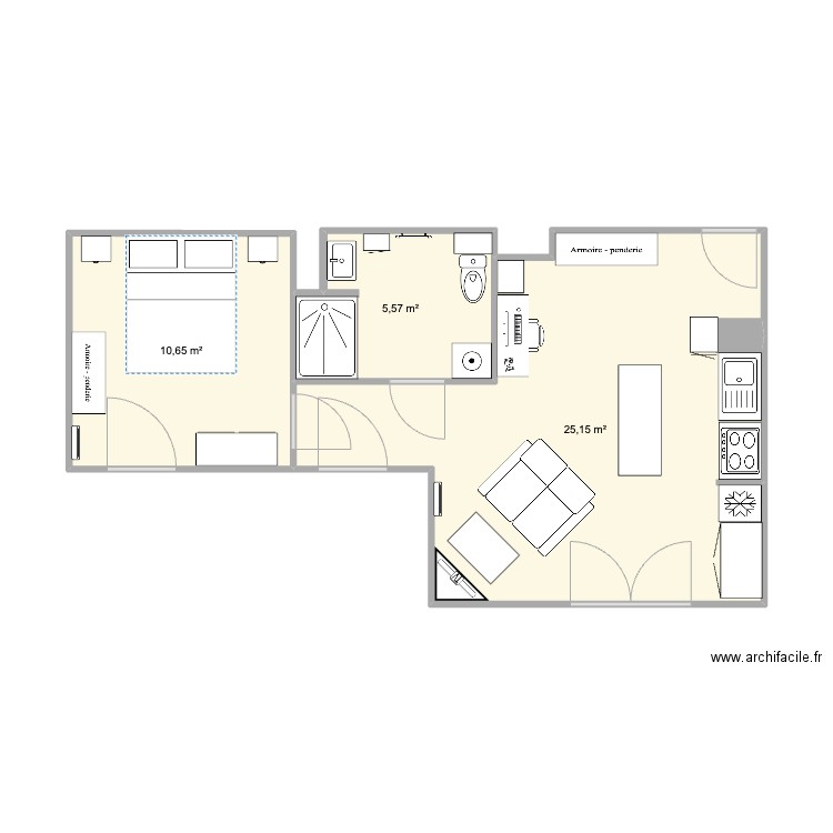 Appart lormont. Plan de 3 pièces et 41 m2