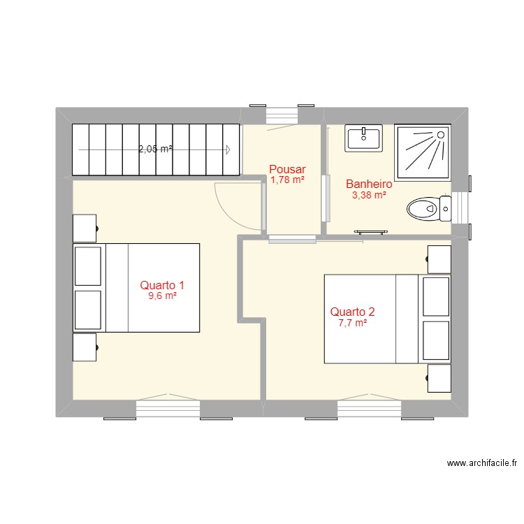 Selores 1er étage. Plan de 5 pièces et 25 m2