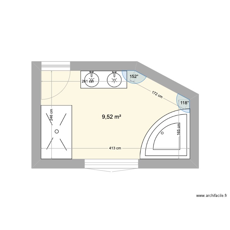 salle de bains étage. Plan de 1 pièce et 10 m2