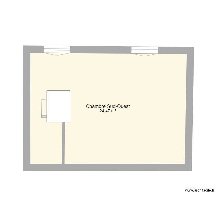 Chambre Sud-Est. Plan de 1 pièce et 24 m2