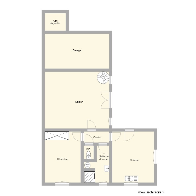  GIRAUDON RDC. Plan de 8 pièces et 84 m2