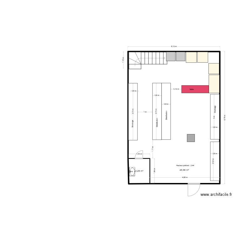 Pernes les Fontaines aménagements pojets 2. Plan de 2 pièces et 52 m2