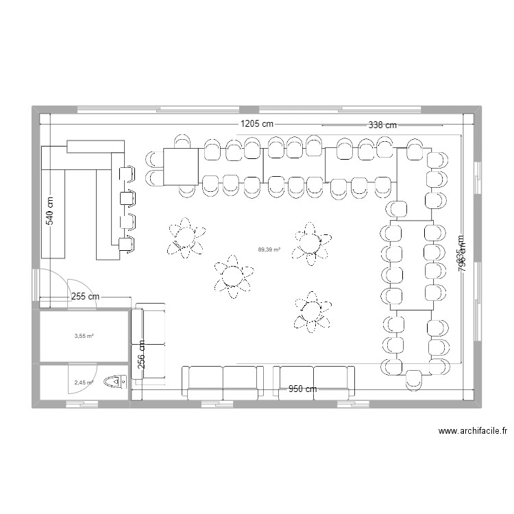 SALLE LAC DE MAROT 3. Plan de 3 pièces et 95 m2