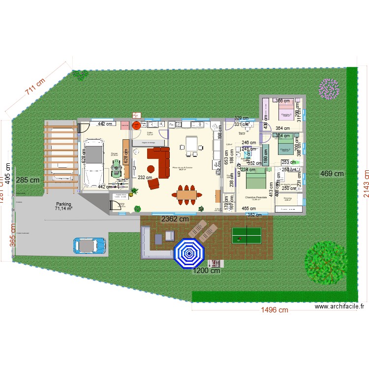 Maison_Ploubezre_Jardin. Plan de 16 pièces et 184 m2