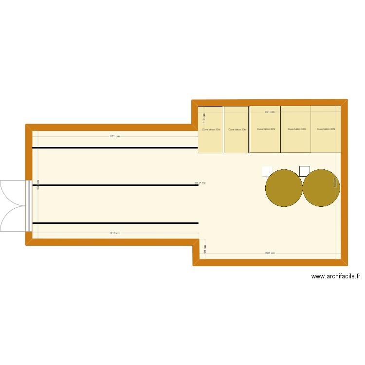 Chais vinif. Plan de 1 pièce et 96 m2