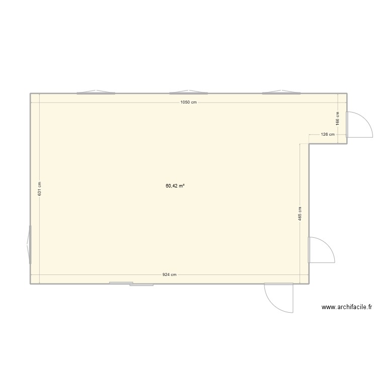 cuisine 1. Plan de 1 pièce et 60 m2