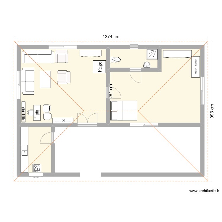Maison Herve. Plan de 4 pièces et 72 m2