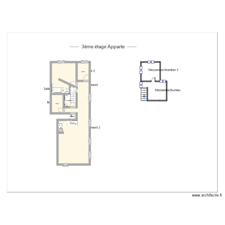 Carpentras. Plan de 4 pièces et 61 m2