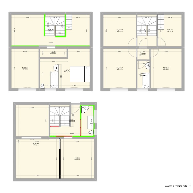 Gourin-Restau. Plan de 14 pièces et 165 m2