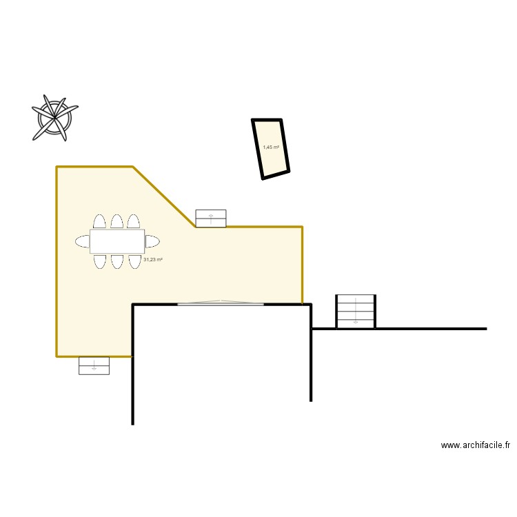 terrasse2. Plan de 2 pièces et 33 m2