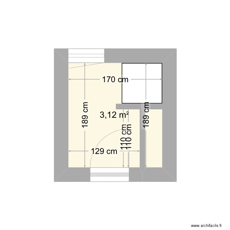 Apt LS. Plan de 1 pièce et 3 m2