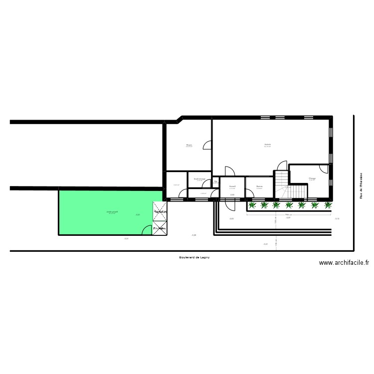 77B34L plan masse. Plan de 17 pièces et 188 m2