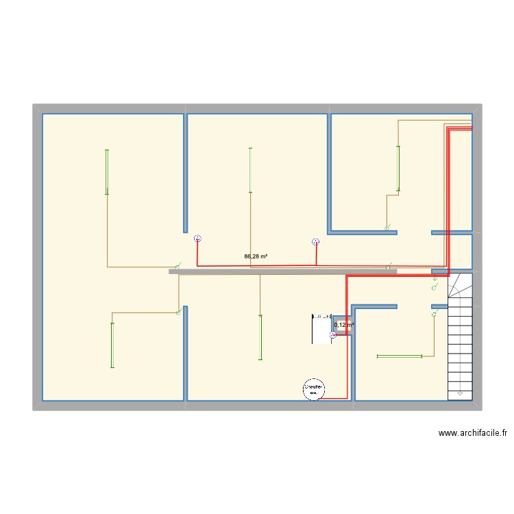 Plan elec sous sol. Plan de 2 pièces et 86 m2