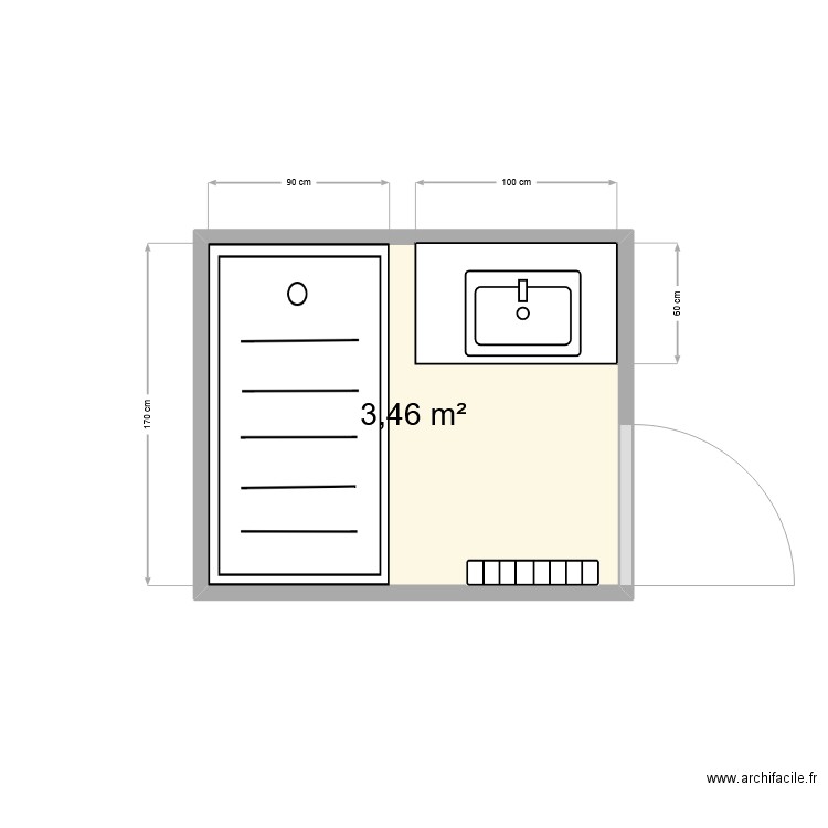 PATRICK SALLE DE BAINS PROJET . Plan de 1 pièce et 3 m2