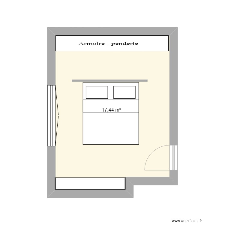 Chambre. Plan de 1 pièce et 17 m2