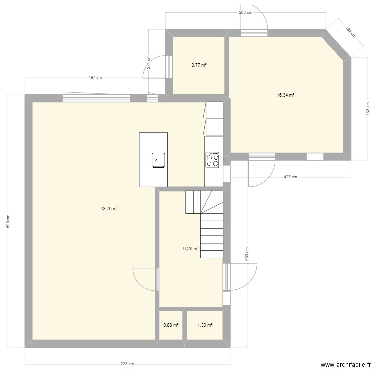 Daan Wehl. Plan de 6 pièces et 75 m2