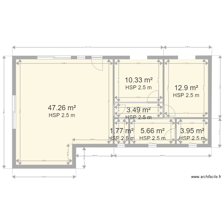 Chalet Chaumeil. Plan de 7 pièces et 85 m2