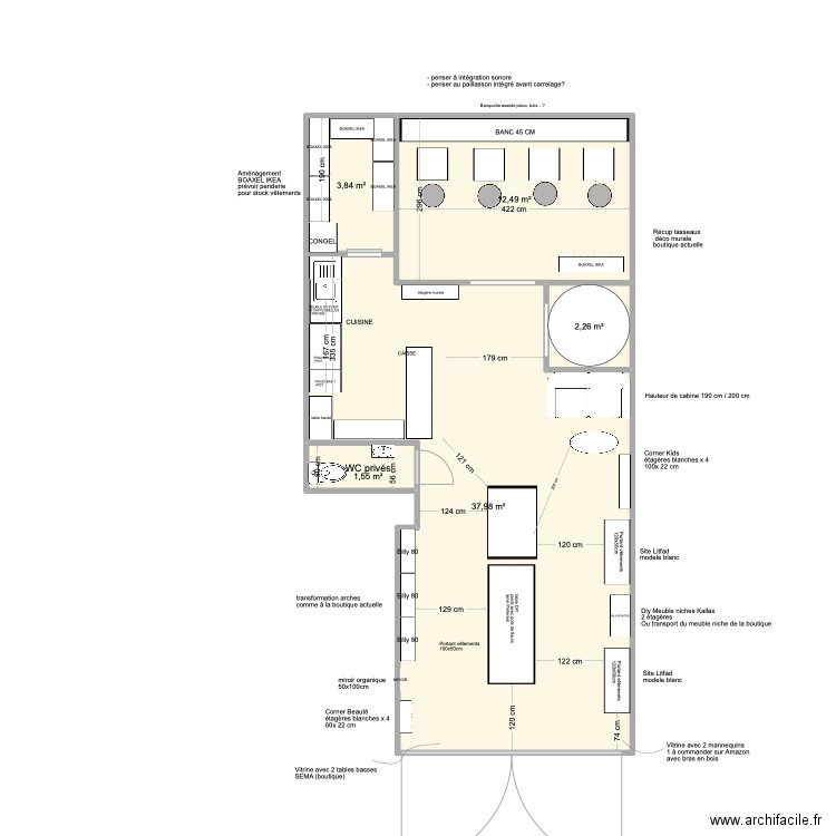 KOKETTE BOUTIQUE & PETIT CAFÉ. Plan de 5 pièces et 58 m2