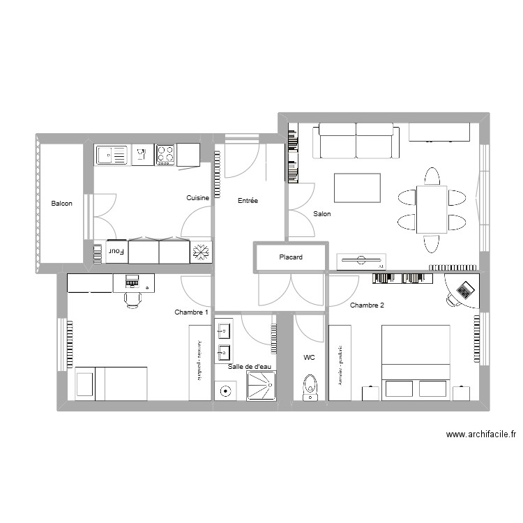 ferreira meublé . Plan de 11 pièces et 74 m2