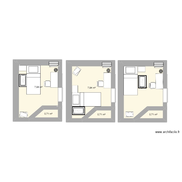 Idée aménagement chambre . Plan de 6 pièces et 26 m2