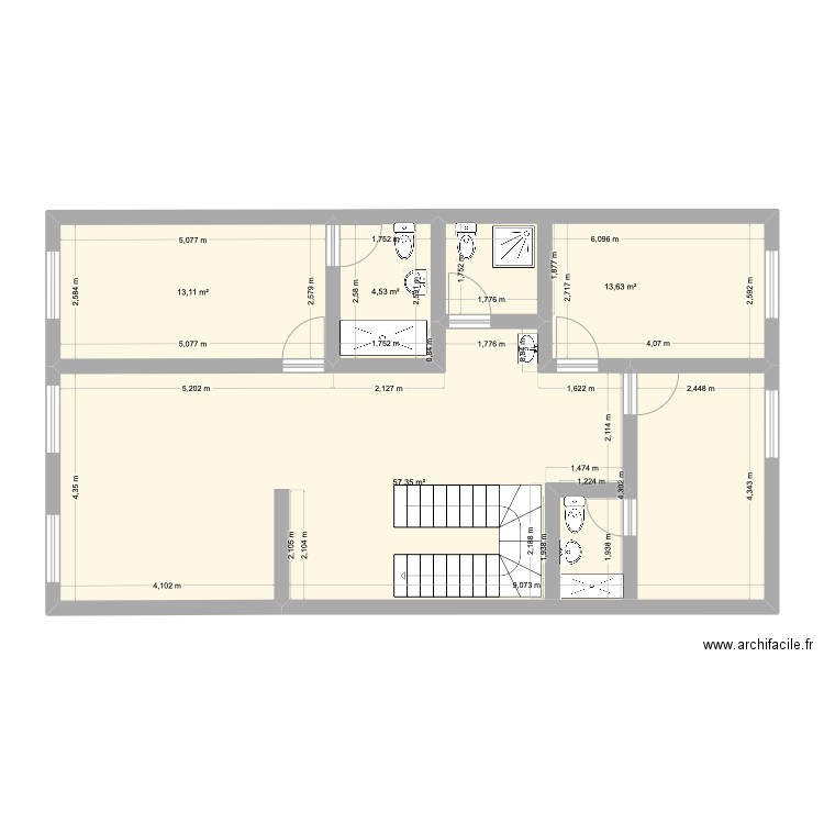 Aouama 2. Plan de 4 pièces et 89 m2