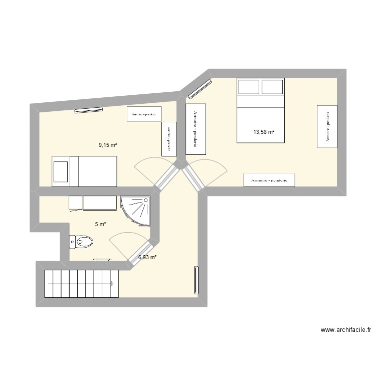 APPART LEA . Plan de 4 pièces et 35 m2