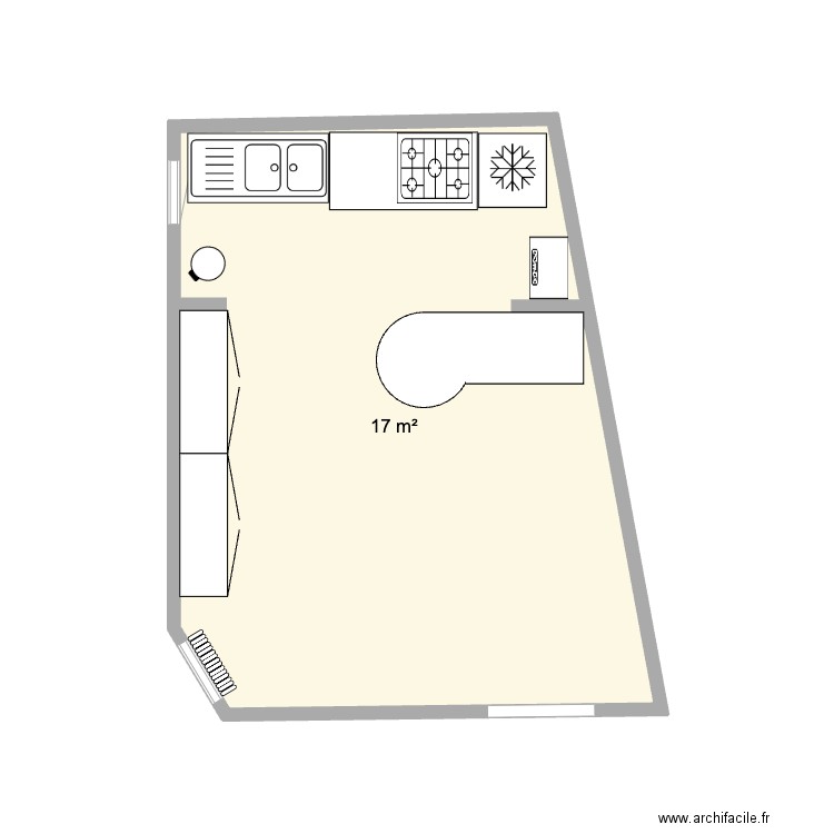 raymond 4 Cuisine. Plan de 1 pièce et 17 m2