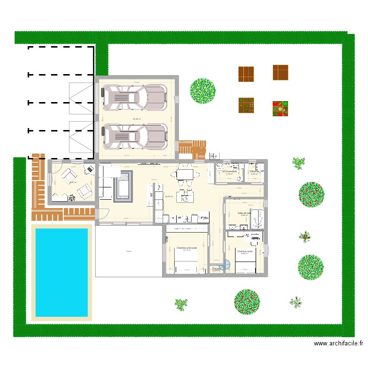 idée 1. Plan de 9 pièces et 130 m2