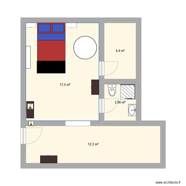 تﺎﺣﺮﻓ. Plan de 4 pièces et 37 m2