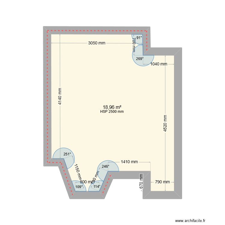 St Mx - RDC. Plan de 1 pièce et 19 m2