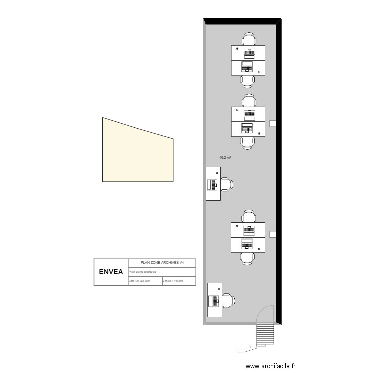 plan envea archive. Plan de 1 pièce et 46 m2