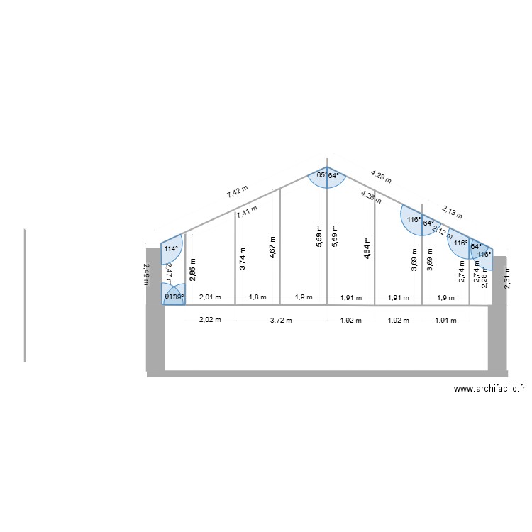 pignon 34 dernière version. Plan de 4 pièces et 53 m2