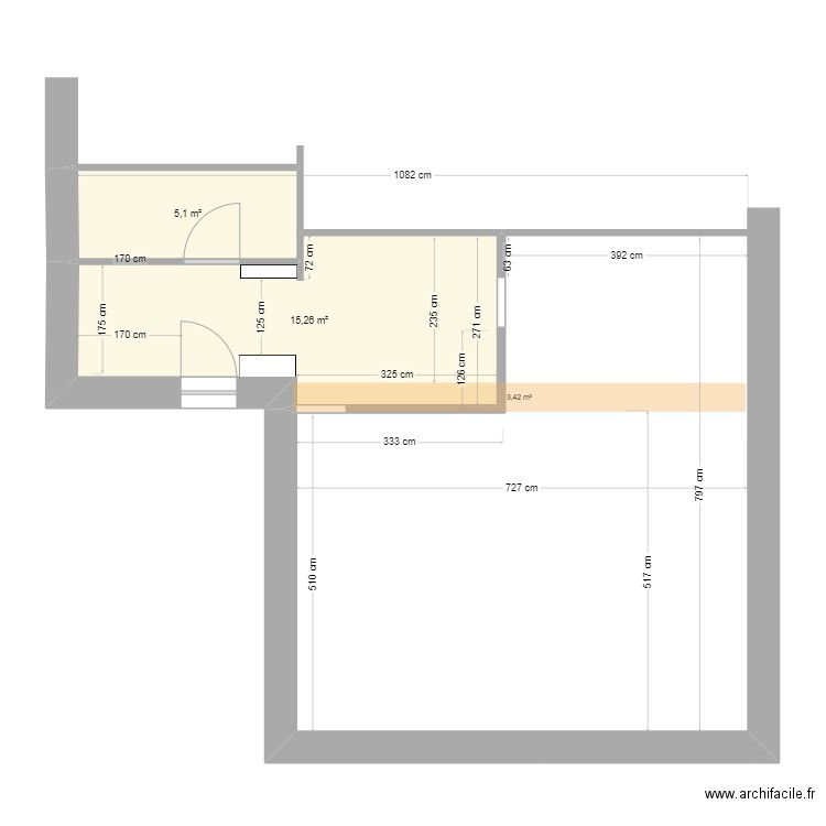 NOMBLOT. Plan de 2 pièces et 20 m2