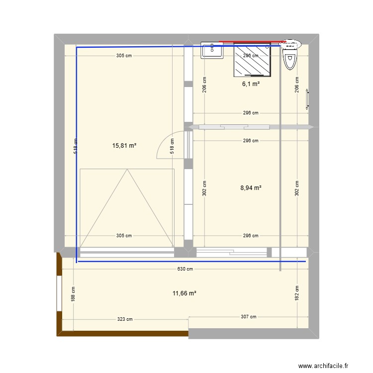 CHIVRAC. Plan de 4 pièces et 43 m2