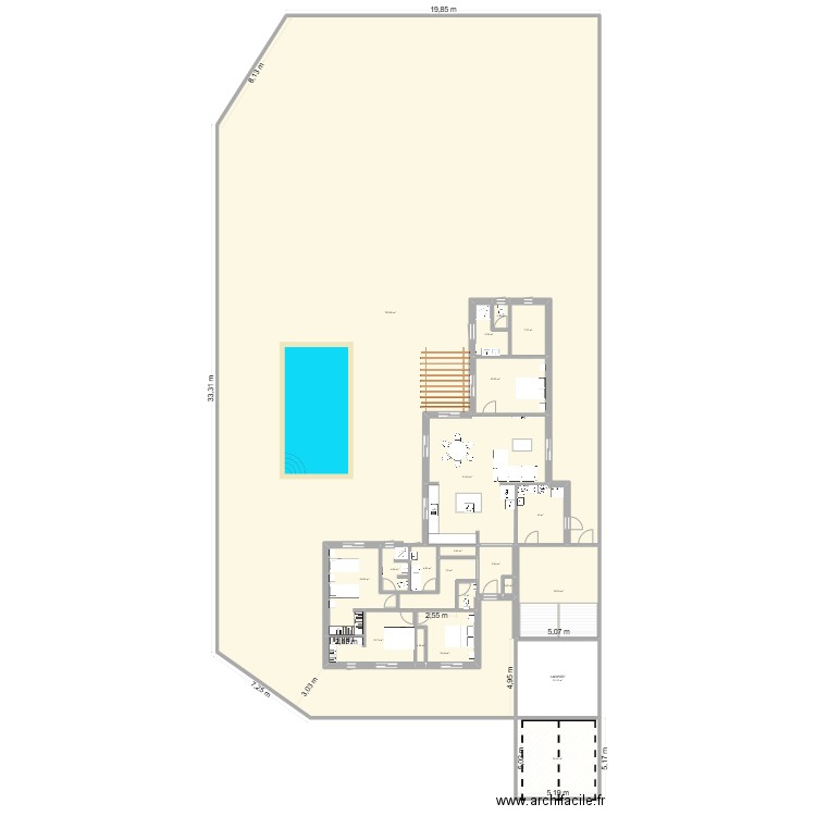 HAGETMAU TERRAIN ter. Plan de 21 pièces et 1025 m2