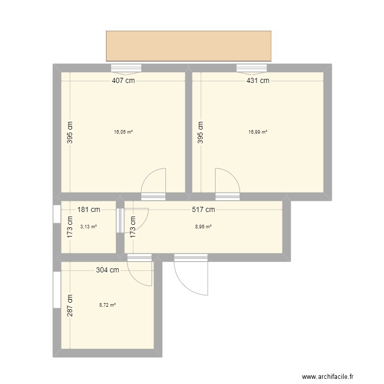 locle 67 haut. Plan de 5 pièces et 54 m2