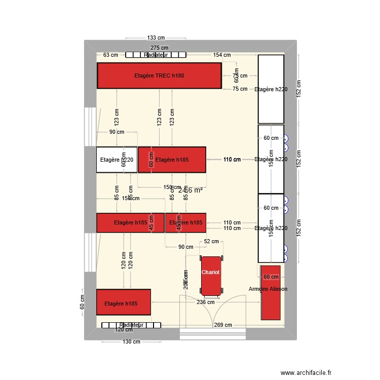 Labo. Plan de 1 pièce et 25 m2