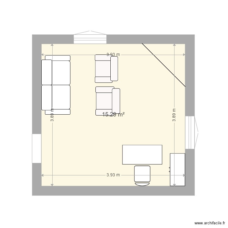 Chateau. Plan de 1 pièce et 15 m2