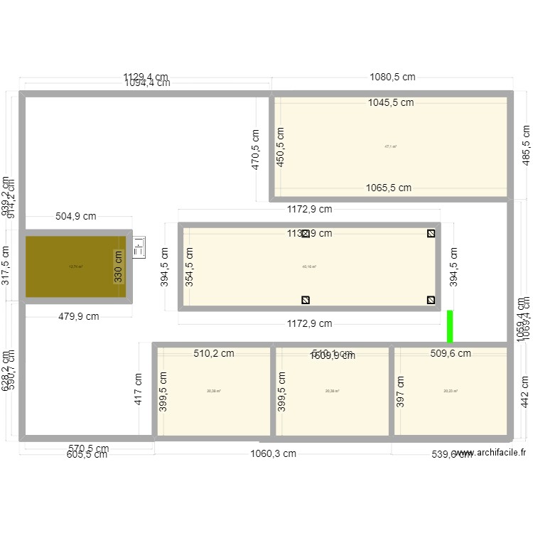 plan. Plan de 6 pièces et 161 m2